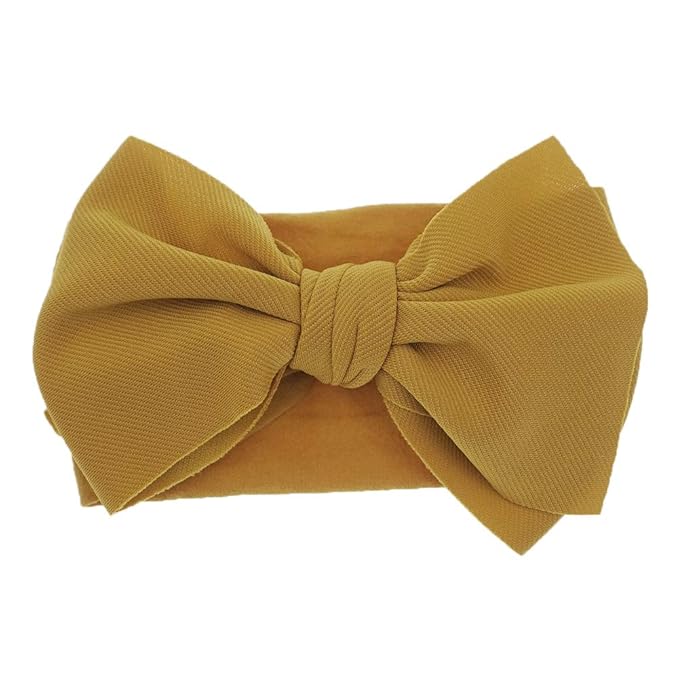 KIDOCHEESE Hairband, Baby Girl Nylon Headbands with Bows, Handmade Hairbands Elastics Hair Accessories for Newborn Infant Toddlers Kids, 5 Pcs (KK69-06)