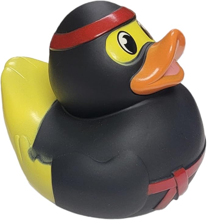 Big Rubber Ducky Collectible Mix (5.5") Alien, Robot, Dinosaur, Splat, Ninja, Confetti, Pink Heart, Yellow, Unicorn and Astronaut. Perfect for Ducking (Ninja)