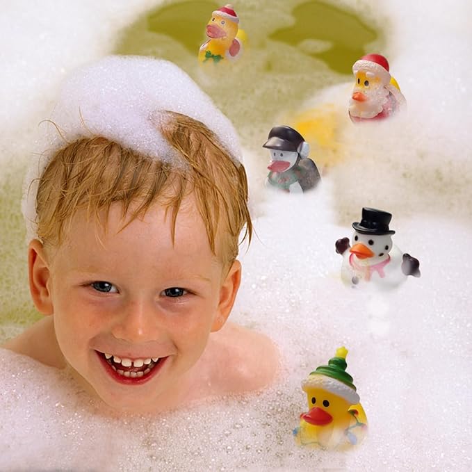 Anditoy 24 Pack Christmas Rubber Ducks Bath Toys for Kids Boys Girls Toddlers Christmas Party Favors Stocking Stuffers Gifts