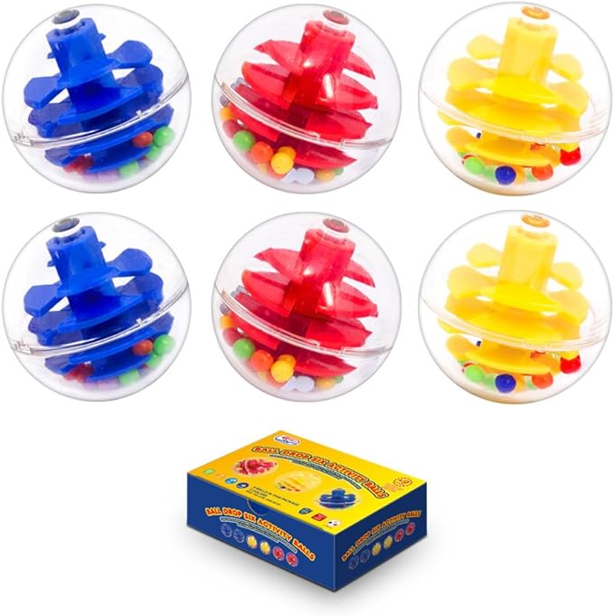 WEofferwhatYOUwant 6 Ball Drop Rattle Balls – Replacement Set for Toddlers | 1.8” Large Clear Plastic Activity Balls | Safe Durable Sensory STEM Toy Add-On Compatible with Ball Drop Tower