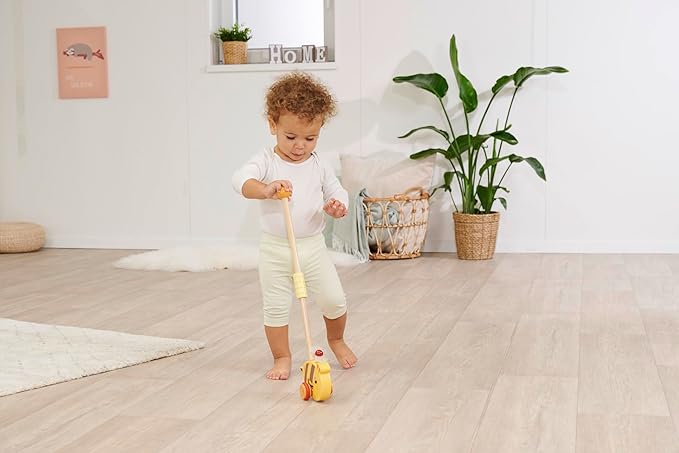 Eichhorn 100006804 - Sliding Bee Figure with Movable Wing, Handle Length 50 cm, Silent Silicone Wheels, Made from 100% FSC Certified Beech Wood, from 1 Year