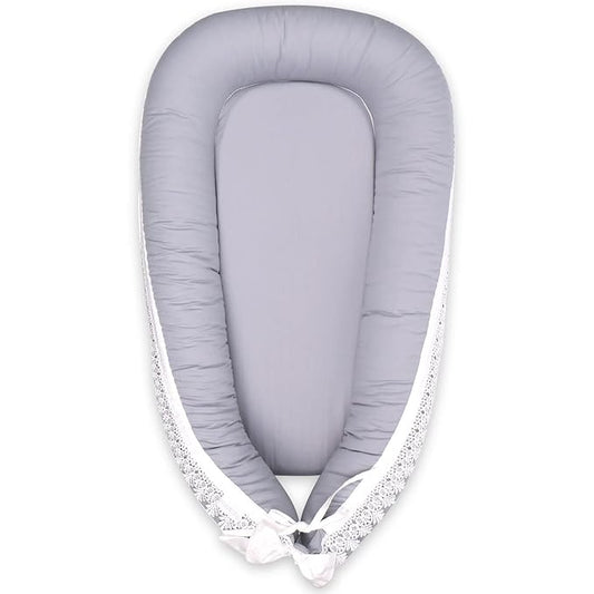 Baby Support Cushion | Organic Cotton Infant Support Cushion | Reversible, Adjustable & Portable Floor Cushion | Soft, Breathable, Washable Cover | Grey Set