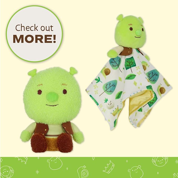 Shrek Activity Toy – Made with Super Soft Material & Features Jingle Bell, Child-Safe Mirror & Crinkle Sound – Use The C-Clip for Easy Hanging as On-The-Go Baby Toy for Boys & Girls