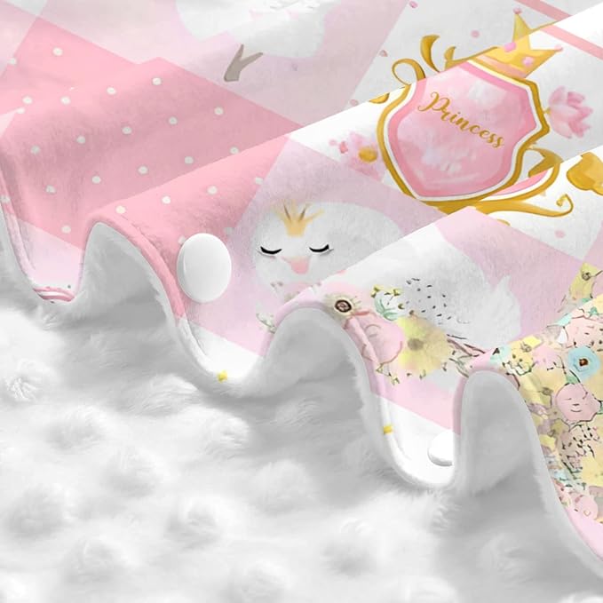 Personalized Minky Car Seat Canopy for Girl Boy, Custom Name Stroller Car Seat Covers Cover for Infant Newborn Shower Gift, Nursing Opening Carseat Cover for Breastfeeding, Swan Princess