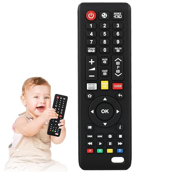 Baby Teether Toy TV Remote Control Shape Teething Toys for Babies 3-24 Months, Chew Toys for Infants Teething Relief, Freezer BPA Free