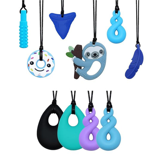 Chewy Necklace Sensory Toys for Kids with Autism, 10 Pack