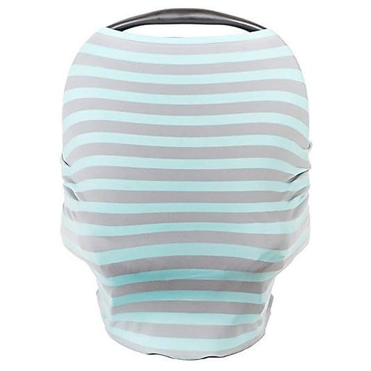 Cool Beans Stretchy Baby Car Seat Canopy and Nursing Cover | Multiuse - Soft and Stretchy Fabric Easily Covers Carseat, High Chairs, Shopping Carts | Bonus Infant Baby Beanie and Bag (Blue and Grey)
