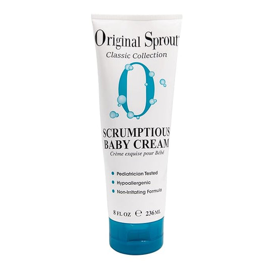 Original Sprout Scrumptious Baby Cream for Sensitive Skin & Diaper Rash, Gentle Non-Greasy Baby Lotion with Zinc Oxide & Calendula, Moisturizing Face & Body Cream, 8 fl oz