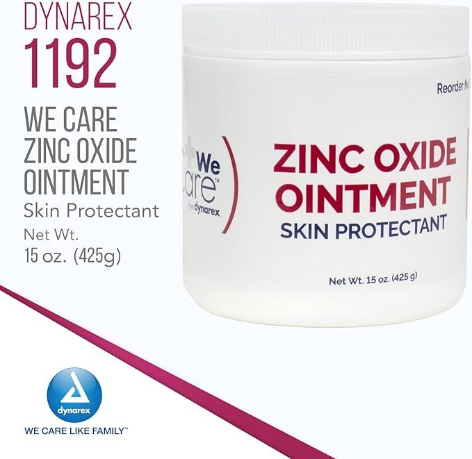 Dynarex Zinc Oxide Ointment, Soothes, Prevents, and Relieves Diaper Rash, Chaffed Skin, and Irritation, White, 1 Count - 15 oz. Jar of Ointment