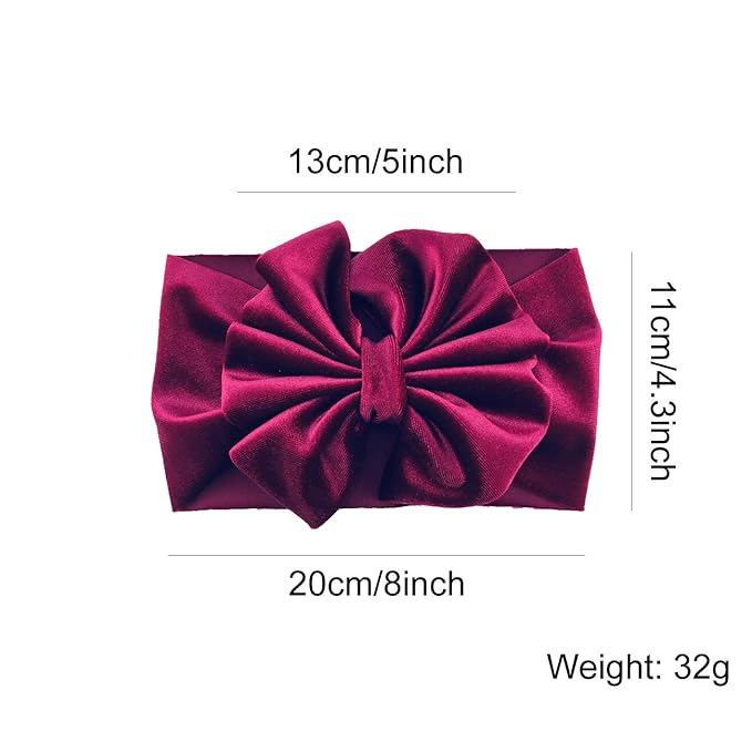 Lawie 8 PACK Elastic Stretchy Elastic Soft Wide Velvet Bowknot Bow Headbands Hairband Knot Turban Headwraps Hair Bows Accessories for Kids Toddler Infant Newborn Baby Girl Bulk