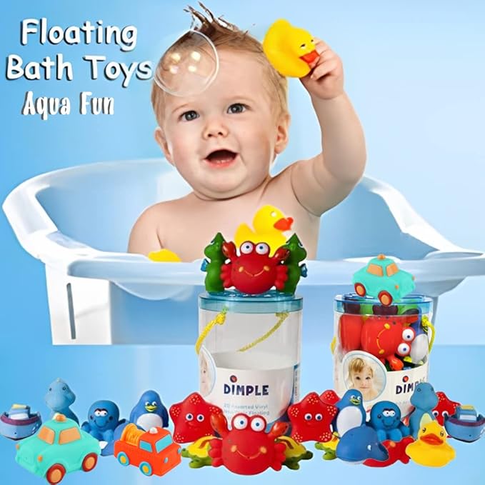 Dimple Set of 40 Floating Bath Toys, Sea Animals Squirter Toys for Boys & Girls, Assorted Sea Animals Friends, Squeeze to Spray! Tons of Fun, Great for Kids & Toddlers