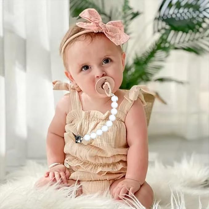 Silicone Pacifier Clip Holder for Baby, Fits Most Pacifier Styles, BPA-Free, 2 Pack (Peach & Pink)