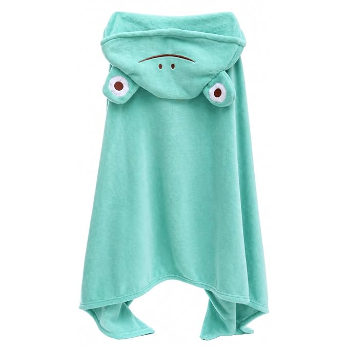 ROMASA Baby Bath Towel Ultra Soft Hooded Towel Highly Absorbent Bathrobe Blanket Toddlers Shower Gifts for Boys Girls-27.5" x 55" (Green Frog)