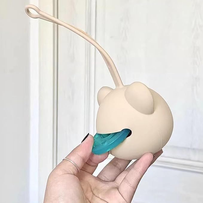 Pacifier Holder Case,Silicone Cute Portable Pacifier Storage Case for Stroller Home Travel (Milk Tea Color)