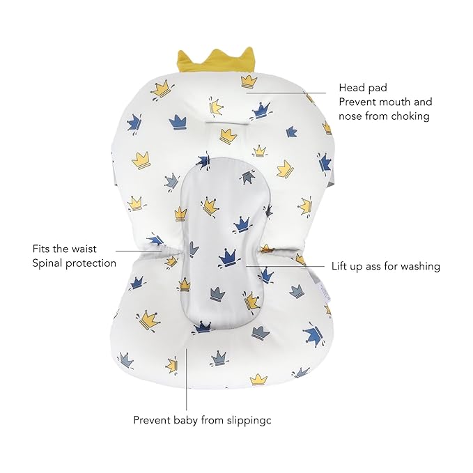 Infant Bath Support Seat ow, Easy Cleaning, Connectable Bath Mat, Comfortable and Material for Cozy Newborn Bath