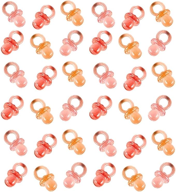 Mini Multi Pink Plastic Pacifier Favors - 1" x 0.5" (24 Pc) - Perfect for Baby Showers, Parties & DIY Decor