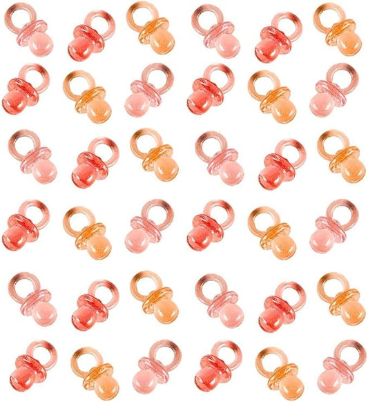 Mini Multi Pink Plastic Pacifier Favors - 1" x 0.5" (24 Pc) - Perfect for Baby Showers, Parties & DIY Decor