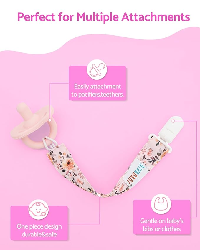 ALVABABY Pacifier Clips 8 Pack Pacifier Binky Paci Holder Leashes for Baby Teethers 8DP13