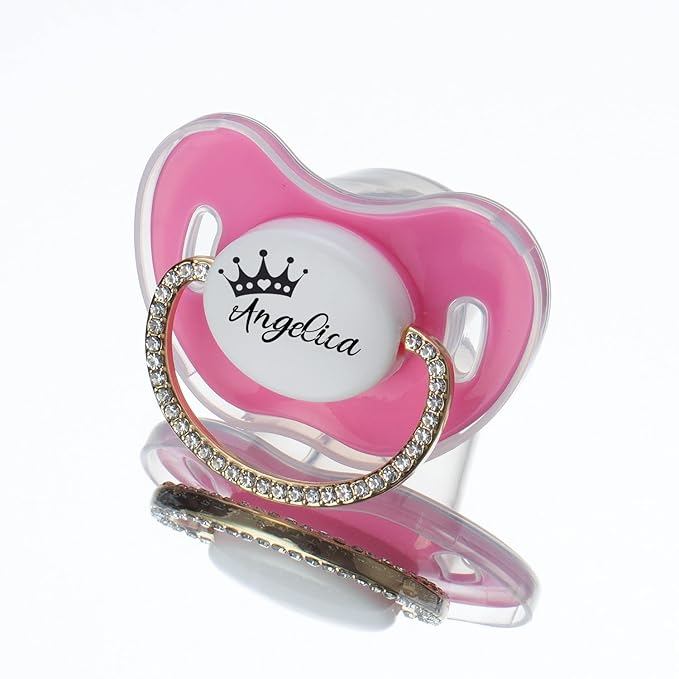 Custom Pacifier with Name Gold Luxurious Bling Pacifier for Girl and Boy Ideal Baby Gift (2pcs)