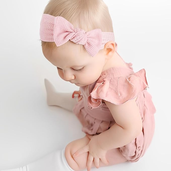 Hairband with Bows - Classic Headband Bow for Baby Girl Toddler Girls Hair Accessories, 3Pcs, Beige, Dark Khaki, Light Pink