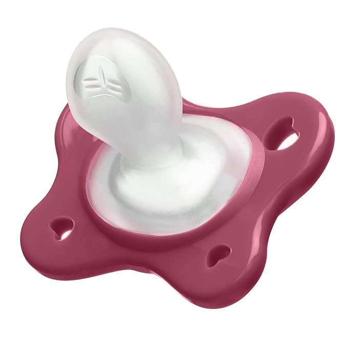 Chicco PhysioForma Dual Soft Orthodontic Pacifier for Babies 16-24 Months, 100% Soft Silicone, Supports Breathing, One-Piece Design, Included Sterilizing Case, BPA Free, 2-Pack, Mulberry