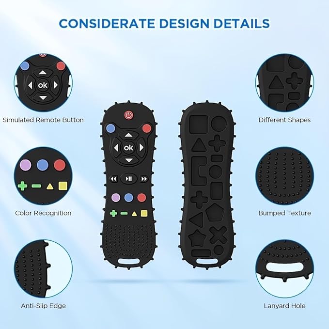 2 Pack Baby Teething Toys, Game Controller & TV Remote Shape Teether Set for Babies 6-12-18 Months, Gamer Silicone Chew Toys, BPA Free Relief for Infant Gum Pain