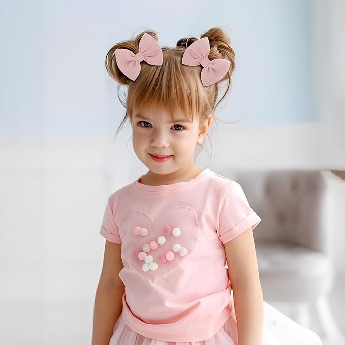 Baby Girls Hair 3'' Bows Clips Set Handmade Bow Hair Clips Hair Accessories Alligator Clip for Babies Infant Toddlers Little Kids 6 PCS Black White Pink