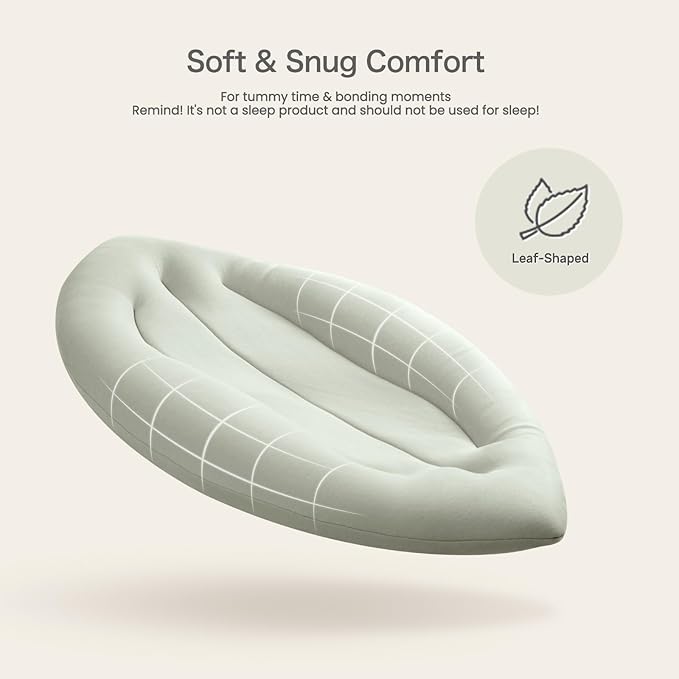 Baby Lounger for Newborn: Skin-Friendly & Breathable for 0-12 Months Infant Tummy Time Playtime & Diaper Changes - Portable & Lightweight Cushion for New Parents (Sage)