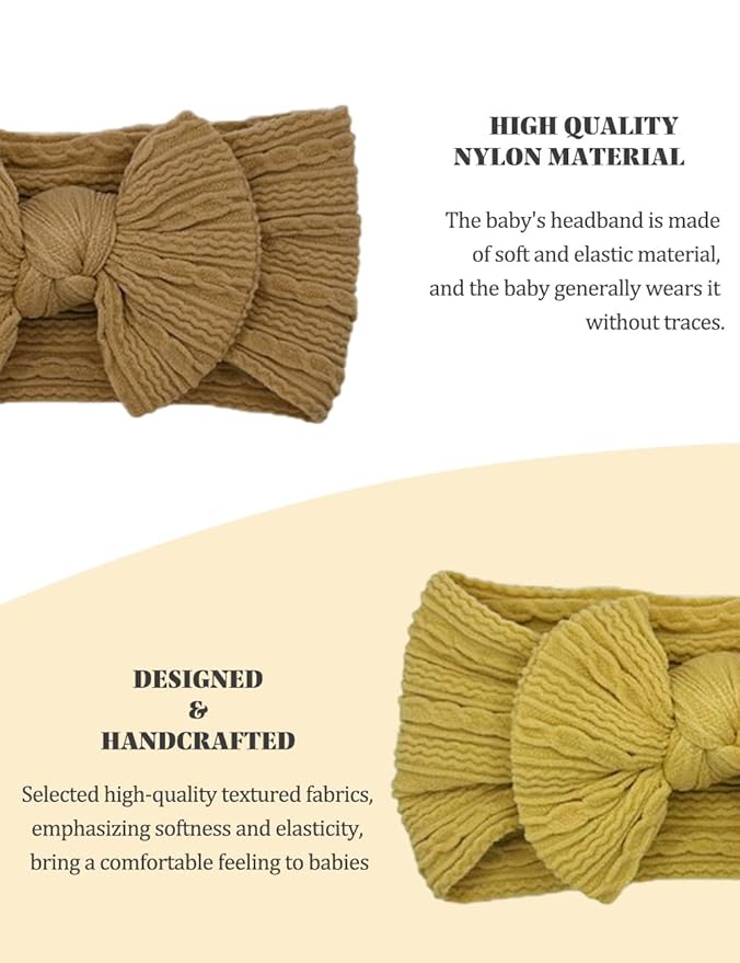 Rust Baby Headbands Bows, Brown Nylon Headband Bow for Baby Girls Infant Head Wraps Newborn Toddler Unisex Gifts(03H-05)
