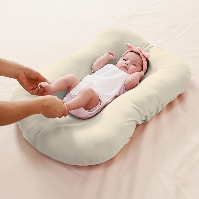 FUNUPUP Rayon Made from Bamboo Baby Lounger Cover Compatible with Snuggle Me Lounger, Infant Lounger Pillow Cover for Newborn, Removable Elastic Newborn Lounger Cover,Cover Only,Khaki