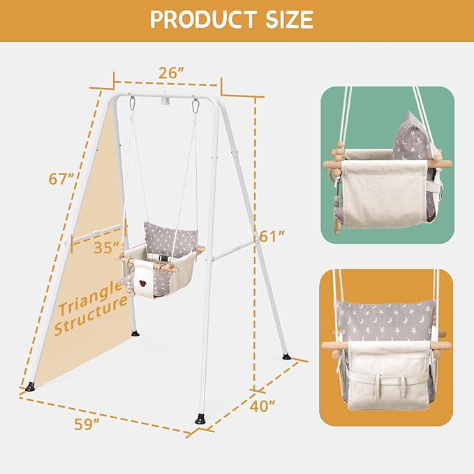 2 in 1 Baby Jumper with Toddler Swing, Baby Jumpers and Bouncers,Indoor Outdoor Toddler Swing Set, Cotton