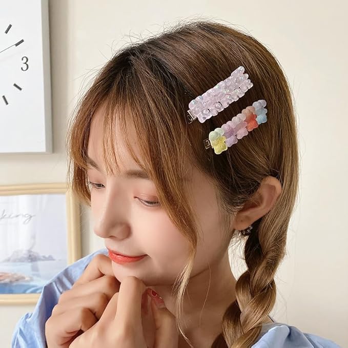 2Pcs Colorful Hair Clips Barrettes Gummy Bear Shaped Mixed Colored Cute Hair Pins Hair Accessories Sugar，Clips and Barrettes