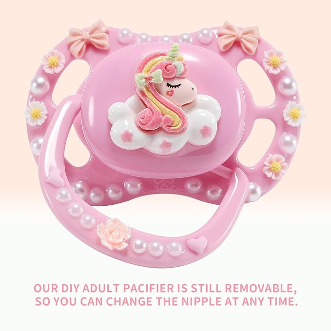 CutiePlusU Adult Sized Pacifier Dummy DIY Handmade Big Shield Pink