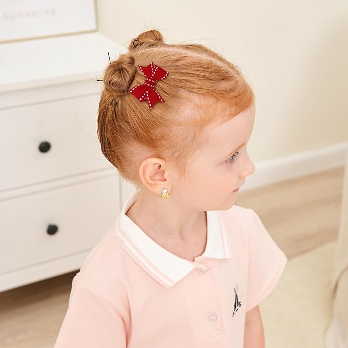 YHXX YLEN Hair Bows for Girls 10 PCS Fully Lined Red Snap Hair Clips Tiny 2" Grosgrain Stitch Edge Alligator Clips for Baby Girls Infants Toddlers in Pairs