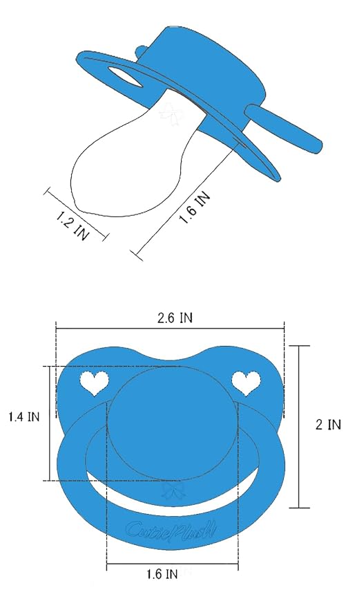 CutiePlusU Adult Sized Pacifier Dummy Big Shield 3 Pack-Dark Blue,Dark Pink,Dark Purple