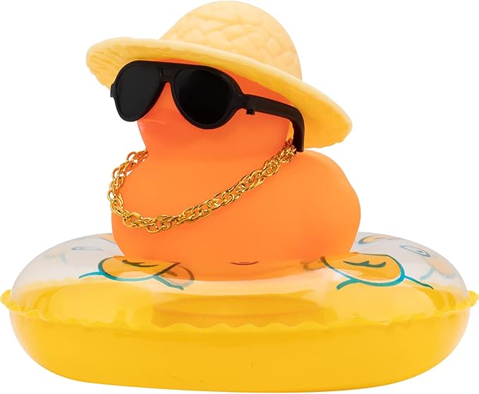 wonnu Car Accessories Rubber Ducks, Pink Dashboard Decorations, BGorange-strawhatyellow