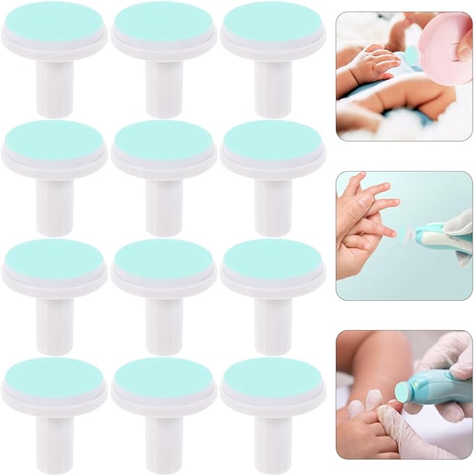 Homoyoyo 12Pcs Baby Nail File Replacement Heads Electric Nail Trimmer Replacement Pads for Infant Care Safe Grinding Accessory