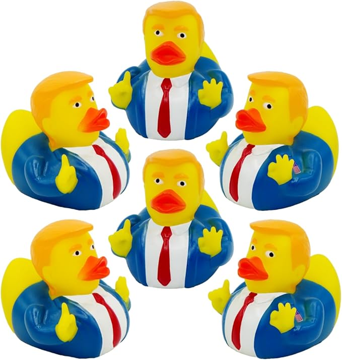 President Trump Rubber Ducks - Bulk 12 Pack - 2.3 Inch Funny Duckies for Jeep Ducking, Bath Tub Toys, Christmas White Elephant Exchange Gag Gift for Adults