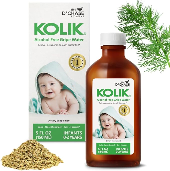 Dr. Chase Kolik Gripe Water for Babies - Colic, Gas & Fussiness Relief for Newborns & Infants - Plant-Based, Alcohol-Free Gas Drops for Hiccups & Tummy Discomfort (150 mL / 5 fl. oz.)