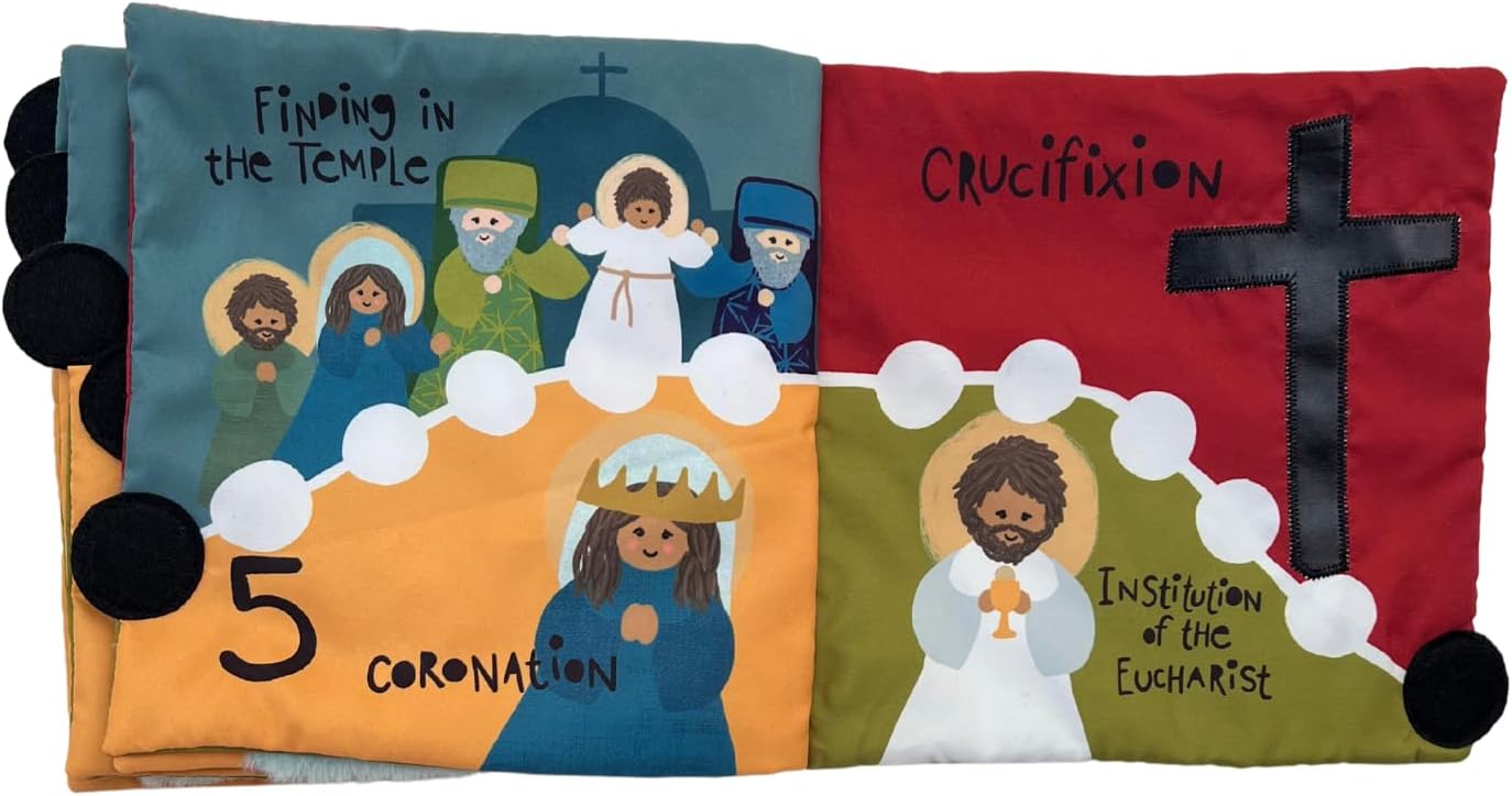 Rosary Quiet Book for Babies and Toddlers - Explore The Mysteries of The Rosary Through Play - Interactive Faith-Based Sensory Learning - Ideal for Family Prayer and Baptism Gifts