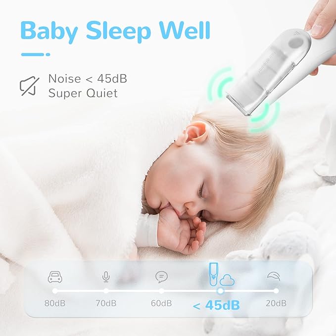 FERRISA Cordless Baby Hair Clippers, Vacuum Hair Clipper for Baby Fine Hair, Baby Hair Clipper Quiet Hair Clipper for Baby, Hair Clipper Auto Suck Snipped Hair, IPX7 Waterproof Rechargeable