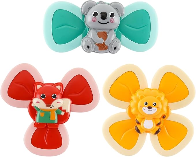 Hundredmore 3PCS Suction Cup Spinner Toy for Baby 12-18Months, Bath Toys for Toddlers 1-3, Boys and Girls 1st Birthday Sensory Toys Gifts