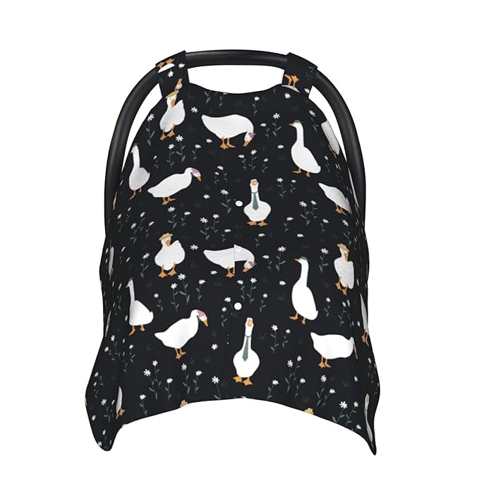 Cute Dressed Geese Baby Car Seat Canopy and Nursing Cover for Breastfeeding Multi-Use Cover Lightweight Infant Stretchy Carrier Carseat Winter Cover for Newborn Girls Boys