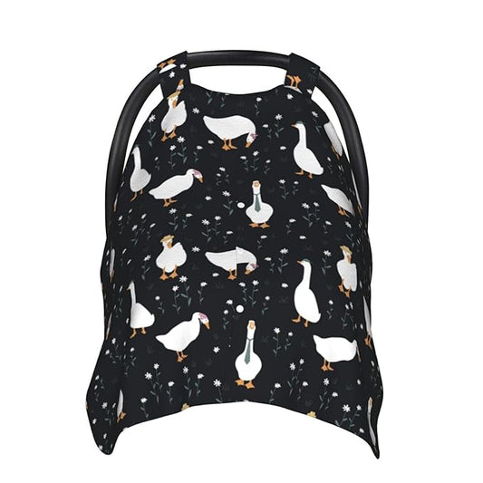 Cute Dressed Geese Baby Car Seat Canopy and Nursing Cover for Breastfeeding Multi-Use Cover Lightweight Infant Stretchy Carrier Carseat Winter Cover for Newborn Girls Boys