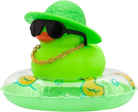 wonuu Car Accessories Rubber Ducks Dashboard Decorations Rubber Duck Pink Accessories Dashboard Duck Car Decorations Car Ducks for Dashboard Car Duck Car Dashboard Decorations, BG-green-strawhatgreen