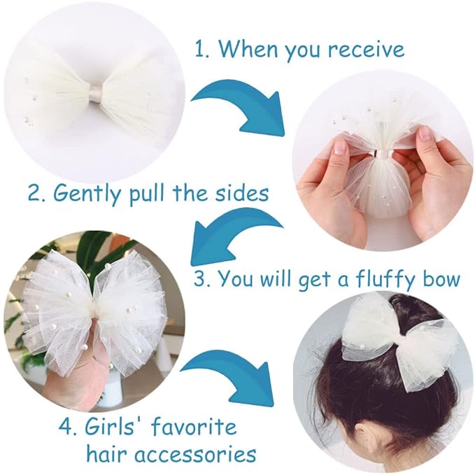 2PCS Pearl Hair Bows Clip for Toddler Girls Ivory Sweet First Communion Baby Hair Clips for Wedding Party Daily Wearing