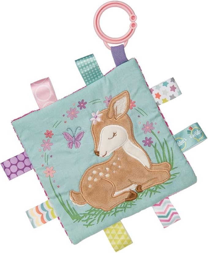 Taggies Soothing Sensory Crinkle Me Toy with Baby Paper and Squeaker, Flora Fawn, 6.5 x 6.5-Inches