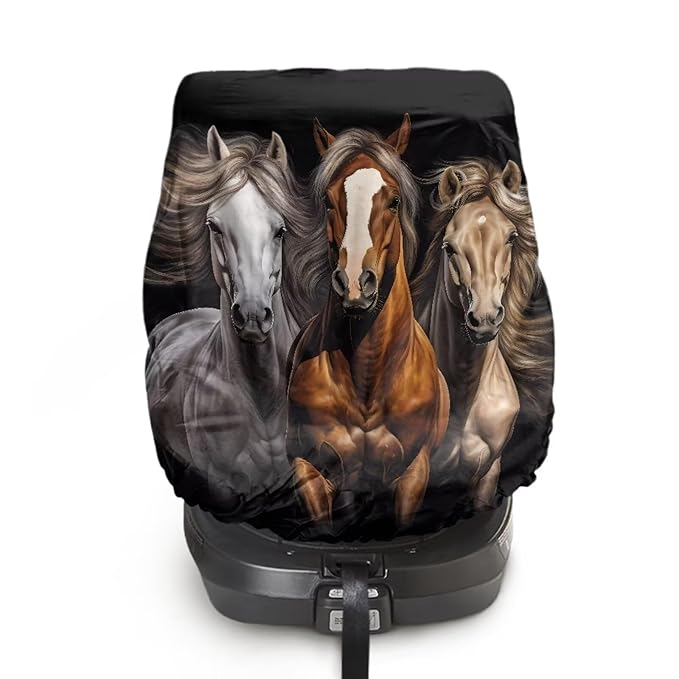 Car Seat Cover Baby Car Seat Sun Shade Cover, Easy to Install and Clean, Stretch Carseat Covers Replacement Heat Protector Horse Print Car Seat Accessories