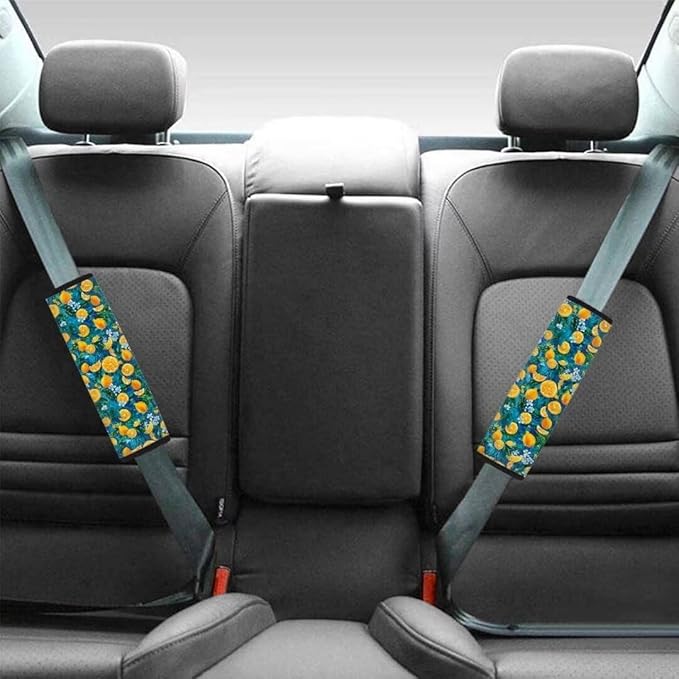 Lemon Print 2 Pack Car Seat Belt Pads for Teens Seatbelt Protector Soft Comfort Seat Belt Shoulder Strap Covers
