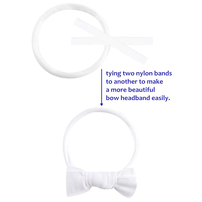 inSowni 50 Pack Super Soft Stretchy DIY Solid Nylon Headbands Baby Hair Bands One Size Fits All (White)